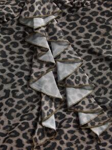 ROMWE Grunge Punk Y2K 风格豹纹荷叶边下摆修身女式美人鱼长裙