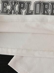 男童街头风连帽短袖T恤短裤套装，时尚嘻哈风，展现青春活力。胸前字母印花彰显个性。适合街头休闲装 - 卡其色 - 查看 7