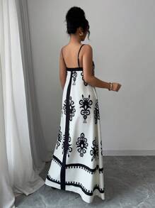 Elenzga Váy suông rộng rãi không tay mới cho nữ có in họa tiết định hình - Nhiều màu - Xem 2