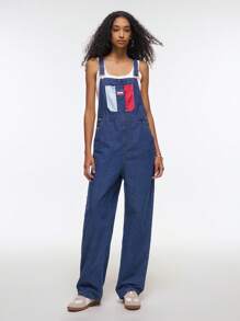 Easelle Women's Casual Contrast Color Pocket Overall Jumpsuits - Blue - View 5