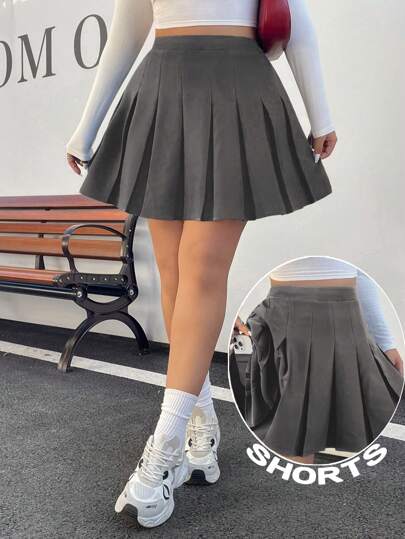 Muchica Plus Size Women Pleated Skirt,Mini Women Skirts,Black Skirts For Women,With Pockets Privacy Protection Skirt,Kawaii Skirt,Casual And Versatile,Women Winter Clothes