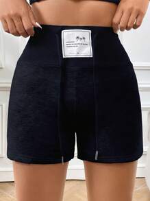 SHEIN EZwear Pantaloncini con vita regolabile con coulisse e applicazione di lettere