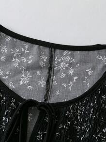 Flirla Round Neck Ditsy Floral A-Line Loose Dress - Black - View 4