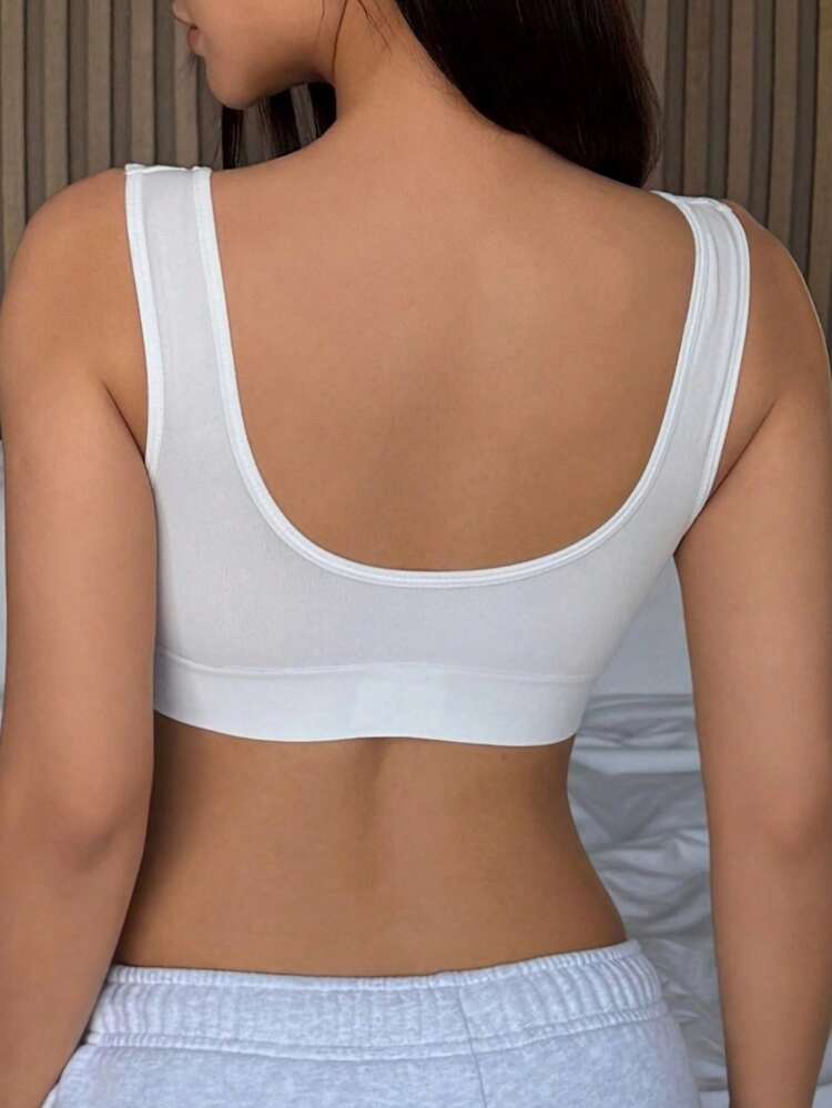 Women's Wireless Seamless Scoop Neck Sports Bra With High Elasticity