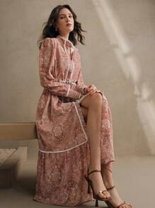 Anewsta Elegant, Intelligent Design Niche Printed Maxi Dress, Spring Vacation Outfits For Women