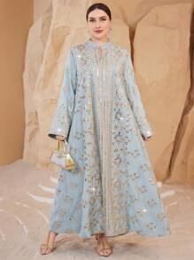 Layrah Plus Size Women Long Sleeve Embroidered Arabian Dress,Modest - Green - View 7