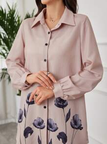 Lacomfia Front Button Down Floral Casual Shirt Fall Cloth For Women - Multicolor - View 4