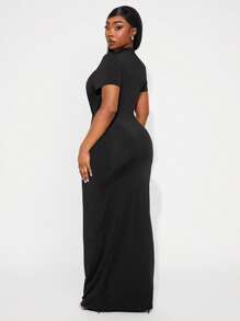 SHEIN SXY Plus Size Spring/Summer Elegant Solid Color Slim Fit Dress,Ibiza,Nashville,Rave,Modest,Chic,