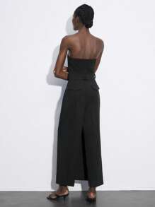 Maija 女士纯色阔腿休闲连体裤 - 黑色 - 查看 3