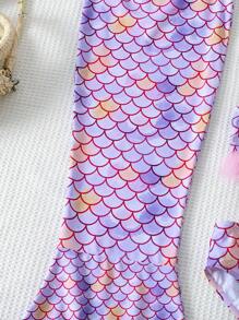 Young Girls Fish Tail Ruffle Bikini Swimwear Set - Multicolor - View 6