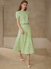 MOTF PREMIUM MESH FLORAL PATTERN T-SHIRT - Green - View 5