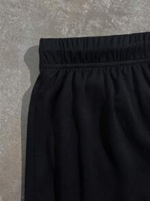 SHEIN 1 pieza Pantalones cortos versátiles y casuales con doble capa, con estampado de cruz y eslogan, con cordón en la cintura, para niños adolescentes. Regalo para esposo, novio. Ropa para niños adolescentes, chaquetas de primavera para vuelta al colegio