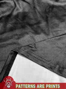 SHEIN LUNE 2pcs Plus Size Women Striped Print Long Sleeve T-Shirt And Yoga Pants Set, Casual For Autumn/Winter - Black - View 3