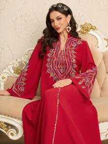 Al Najma Women's Ramadan Traditional Embroidered Loose Long Dress, Kaftan & Jalabiya,Modest