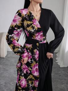 Modelyn Robe plissée élégante à imprimé floral patchwork pour femme - Multicolore - Voir 5