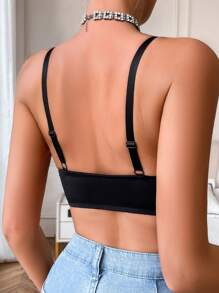 1pc Women's Lace Patchwork Button-Front Sexy Lingerie Bra Set - Black - View 2