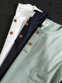 3 件套年轻男孩装饰纽扣短袖针织 T 恤，舒适 T 恤适合儿童、衣服、返校，适合生日派对、晚会、表演、婚礼、洗礼、开幕式、日常穿着、学校、旅行、运动、春夏季