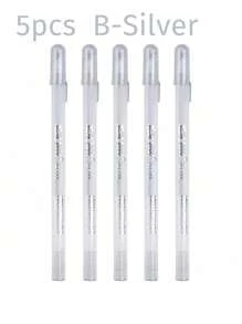 (1 支/5 支/10 支) 白色/金色/银色荧光笔，适合学生用于艺术绘画、素描光泽、手册黑色纸板笔返校 - 彩色 - 查看 12