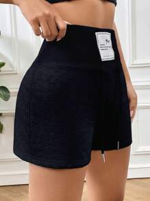 SHEIN EZwear Pantaloncini con vita regolabile con coulisse e applicazione di lettere