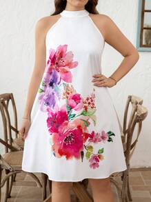 SHEIN Clasi 大码女式花卉印花露背连衣裙，度假风格女士服装连衣裙女士春季连衣裙女士短裙大码春季连衣裙大码连衣裙夏季大码夏季连衣裙波西米亚风女士连衣裙女士夏季服装 - 彩色 - 查看 6