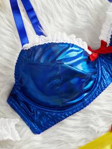 طقم ملابس داخلية رومانسية مثيرة من 5 قطع بتصميم ألوان متداخلة، مقاس كبير الحجم - متعدد الألوان - مشاهدة 3