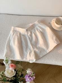 Comfortcana Summer White Loose Vacation Shorts - White - View 2