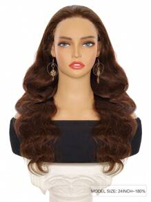 180 Density Body Wave #4 Chestnut Dark Hair For Women All Ready Wig Pre Bleached Pre Plucked Pre-Cut Lace Melting Lace 7x5 Glueless Wig 100% Human Hair Frontal Wigs 9AM HAIR - S4 - View 2