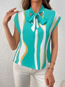 SHEIN Privé 女士简约时尚休闲日常衬衫 - 水鴨藍 - 查看 3