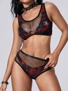 ROMWE Bộ bikini Gothic Punk dự tiệc bãi biển mùa hè dành cho nữ, Halloween - Nhiều màu - Xem 3