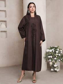 Al Najma Women Long Solid Color Dress And Jacket Arabic Style Set - Multicolor - View 7