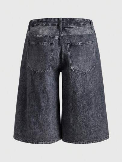 Goth Pantalones cortos de mezclilla sueltos con estampado de letras para hombres