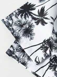 Tween Boy Minimalist Short Sleeve Shirt, Suitable For Summer - Black and White - View 3