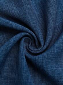 SHEIN LUNE 大码女式非牛仔裤，时尚交叉腰部金属扣装饰，松紧腰部宽松阔腿裤，休闲别致设计，适合音乐节、情人节、感恩节、休闲聚会、海滩度假、公园野餐、通勤。面料舒适，风格独特，性价比高。 - 藍色 - 查看 4