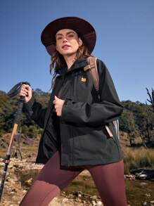 In My Nature Women Casual Versatile Outdoor Windbreaker Jacket - Black - View 5