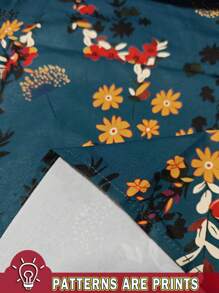 SHEIN Clasi Camisa holgada de mujer de manga larga con estampado verde retro minimalista casual, apta para otoño/invierno