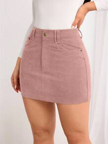 Women's Solid Color Minimalist A-Line Skirt, Suitable For Summer - Pink - View 4