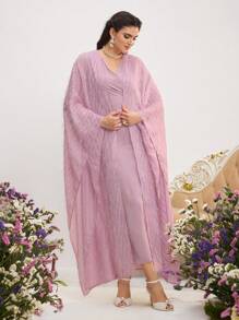 Al Najma Conjunto de ropa árabe para mujer: Abaya de manga abombada y vestido