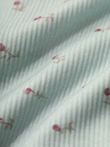 DAZY T-shirt femme à manches courtes, col rond, coupe slim, avec imprimé floral tout-sur-tout, pour Pâques - Vert - Voir 5