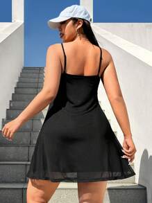 SHEIN EZwear Plus Size Women's Casual Short Suspender Mini Dress