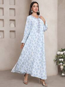Al Najma Women's Turkish Kaftan & Arabic Traditional Abaya - Baby Blue - View 4