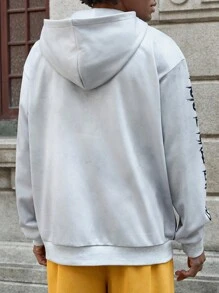 PAVTROS 男式前拉链长袖图案印花休闲连帽衫 - 彩色 - 查看 2