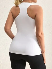 SHEIN Maternity Plain Color Camisole, Casual Side Ruched Solid Color Yoga Top - White - View 2