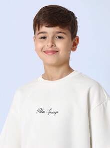 SUMWON Summer Set Palm Springs Beach Casual Two-Piece Athletic Holiday Travel Resort Matching Tween Crew Neck Shirt Shorts Set Vacation Sport Set - White - View 5