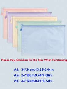 5 件套马卡龙色网眼拉链袋套装，适用于 A4/A5/A6 尺寸，PVC 透明防水材质，多功能收纳，可存放教科书、纸张、文具等。简约设计，容量大，适用于学校和办公用品。,返校,学校用品 - 彩色 - 查看 2