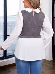 Calvaya 1pc Plus Size Women French-Inspired Gigot Sleeve Dual-Style Top - Multicolor - View 2
