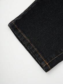 Manfinity Homme Men's Blue-Grey Washed Vintage Style Casual Slim Fit Tapered Cropped Jeans - Dusty Blue - View 4