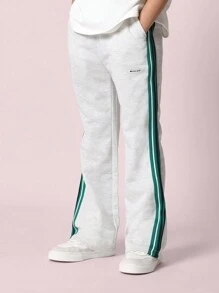 SUMWON Premium Athletic Jogger Sweatpants With Side Stripe Detail, Elastic Ankle Cuffs, Sporty Training Workout Bottoms For Urban Active Lifestyle - Grey - View 1