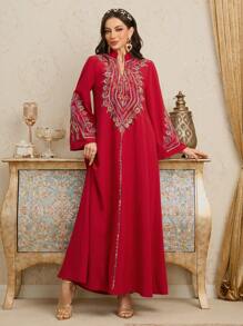 Al Najma Women's Ramadan Traditional Embroidered Loose Long Dress, Kaftan & Jalabiya,Modest