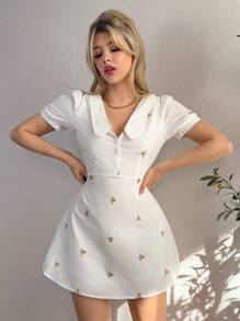 EgrlEra Women's Short Sleeve Sexy & Mini Dress - White - View 4