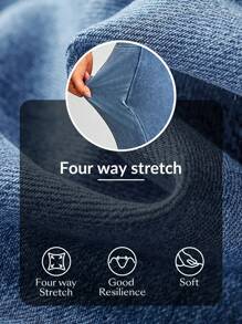 Flexra Women's Casual Washed High Waist Straight Leg Stretchy Knit Denim Apple Bottom Jeans - Blue - View 6